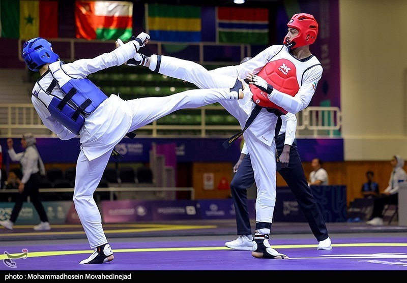 Taekwondo kick in competition