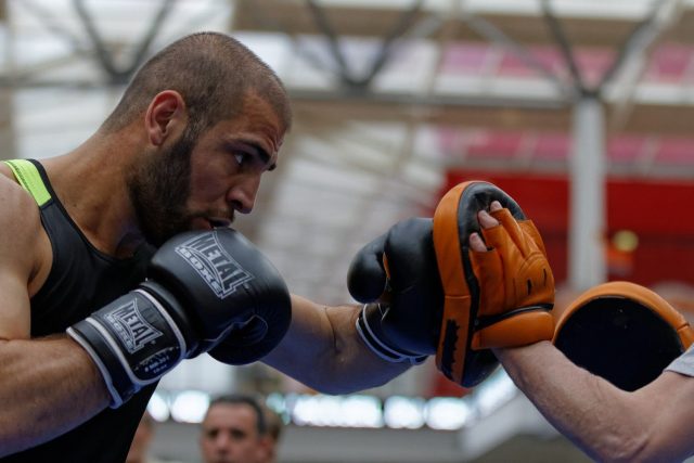 a boxer on training