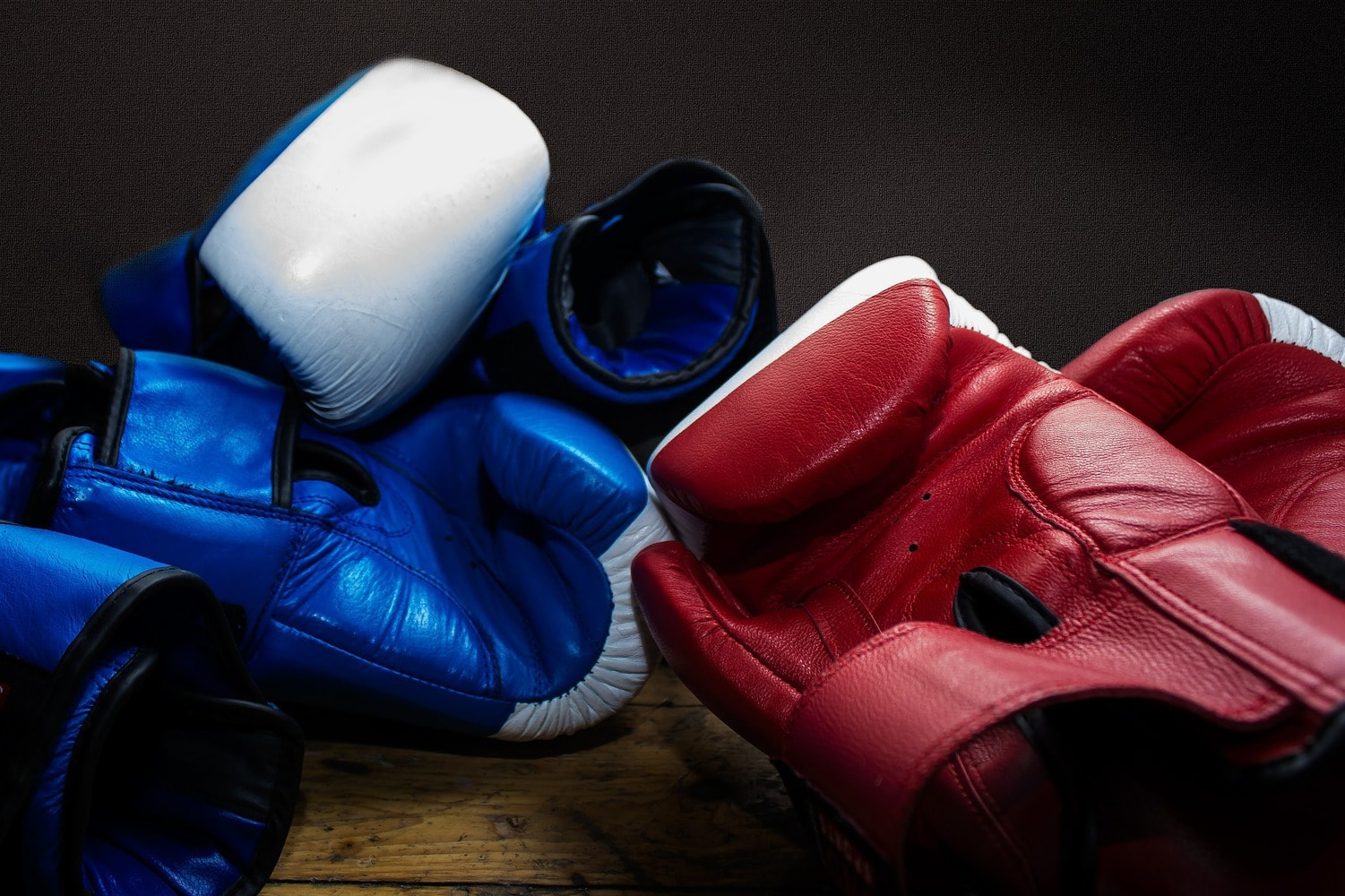 blue and red gloves