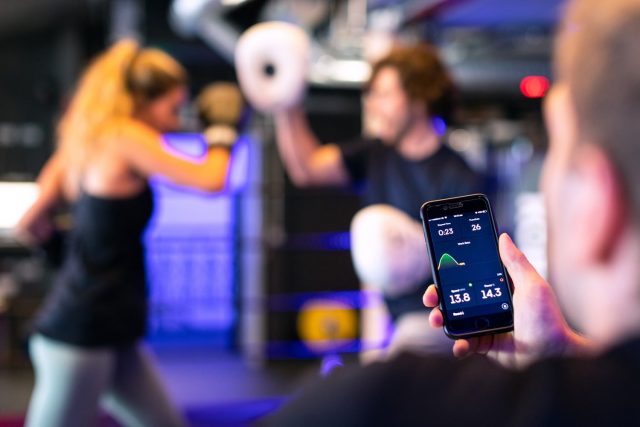 female boxer on timed training